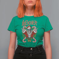 Christmas Heavy Metal T Shirt For Women Sleigher Skeleton Santa Xmas Wreath - Wonder Print Shop