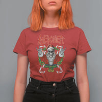 Christmas Heavy Metal T Shirt For Women Sleigher Skeleton Santa Xmas Wreath - Wonder Print Shop