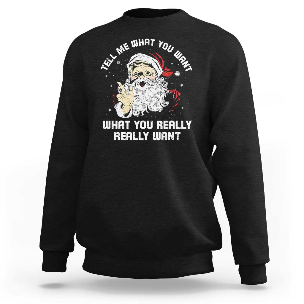 Funny Christmas Santa Sweatshirt Tell Me What You Want What You Really Really Want - Wonder Print Shop