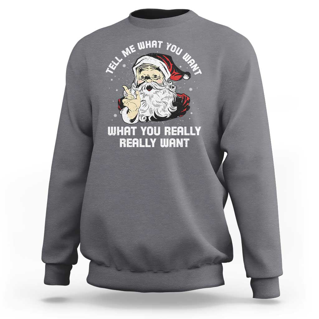 Funny Christmas Santa Sweatshirt Tell Me What You Want What You Really Really Want - Wonder Print Shop