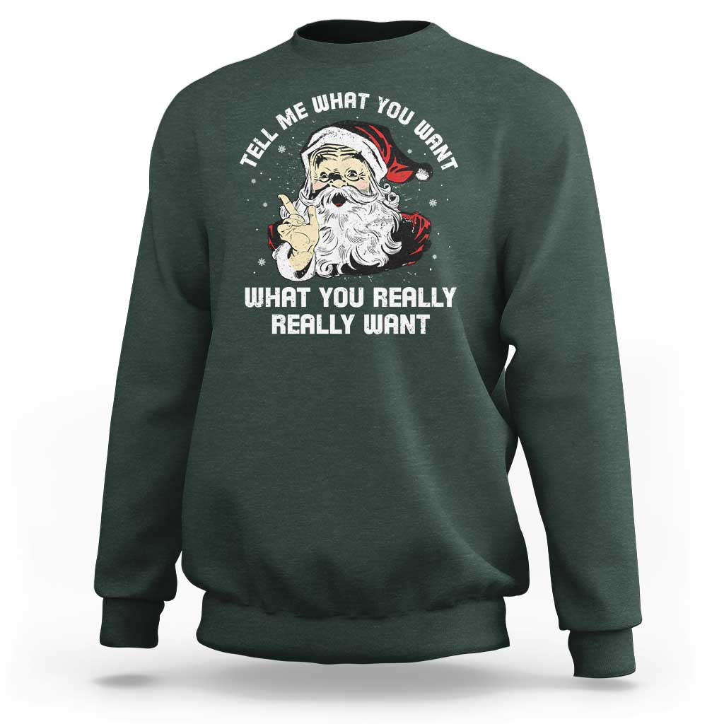 Funny Christmas Santa Sweatshirt Tell Me What You Want What You Really Really Want - Wonder Print Shop