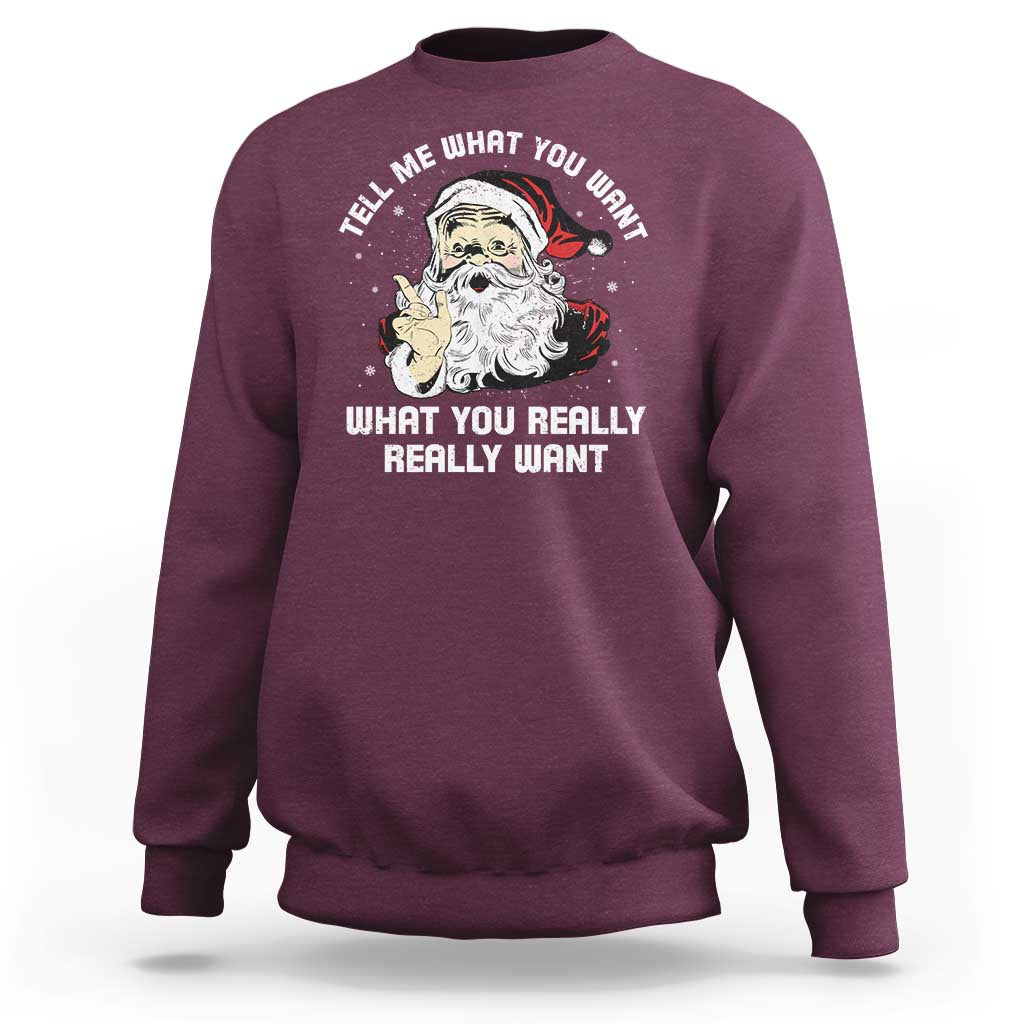 Funny Christmas Santa Sweatshirt Tell Me What You Want What You Really Really Want - Wonder Print Shop