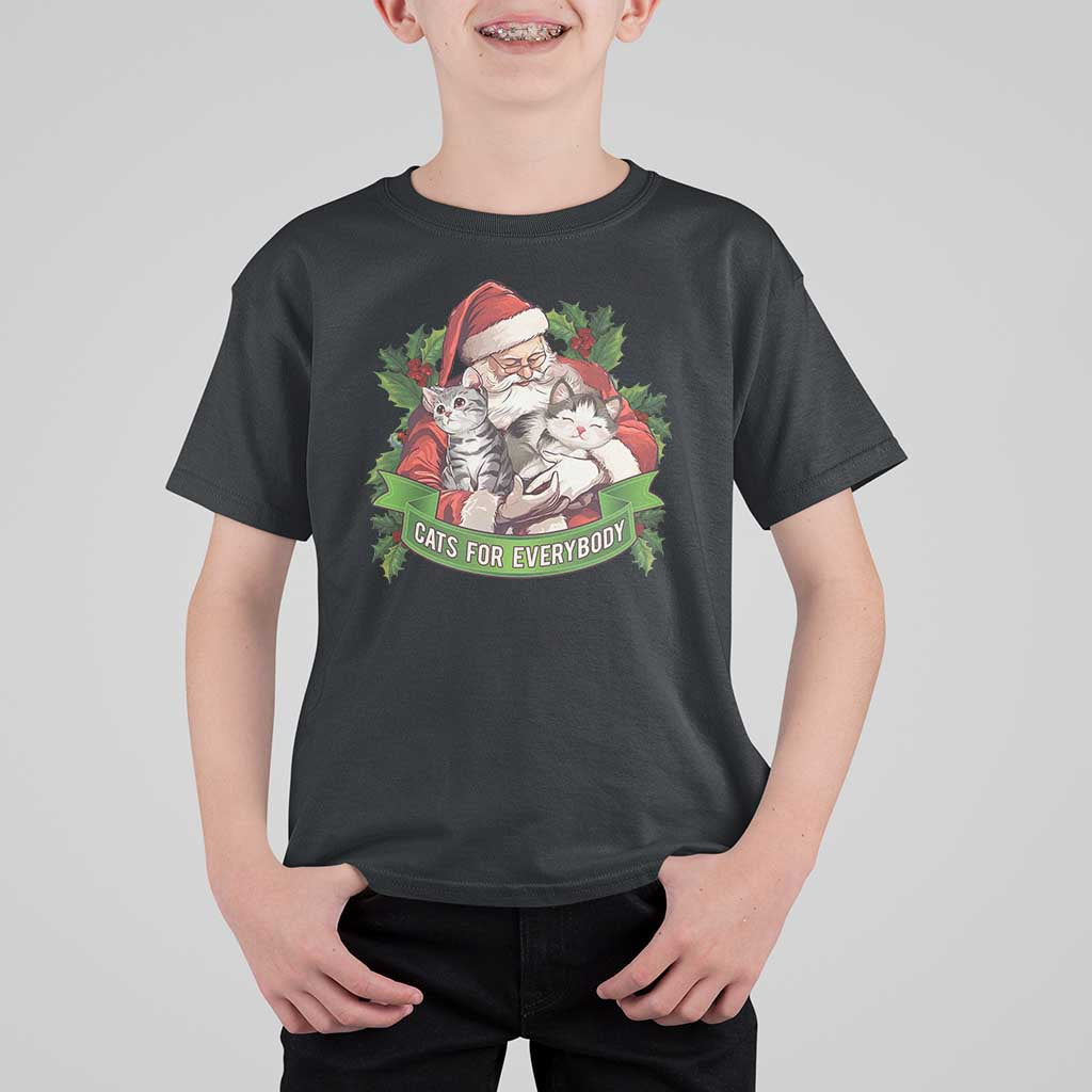 Christmas Cats Owner T Shirt For Kid Cats For Everybody Vintage Santa Mistletoe - Wonder Print Shop