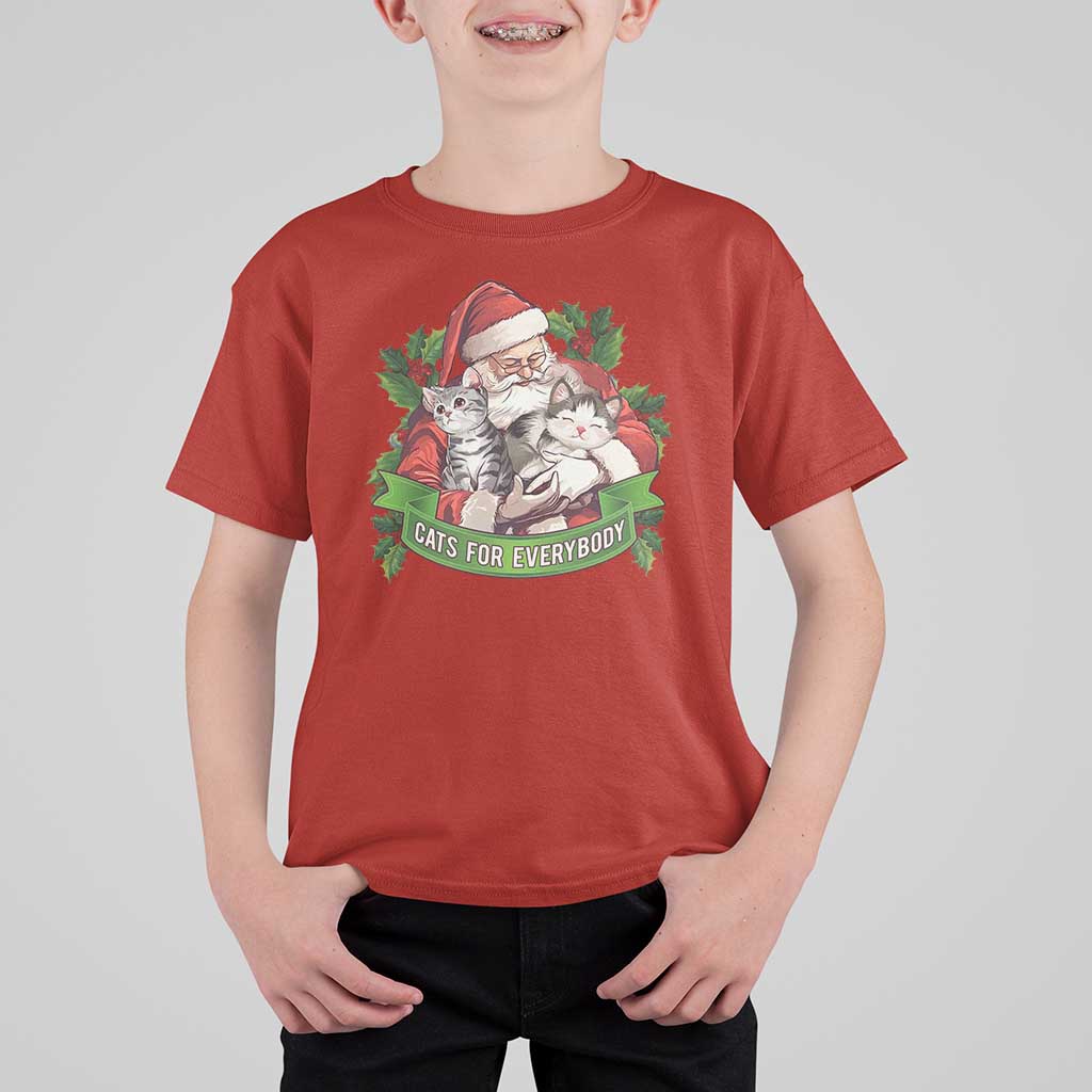 Christmas Cats Owner T Shirt For Kid Cats For Everybody Vintage Santa Mistletoe - Wonder Print Shop