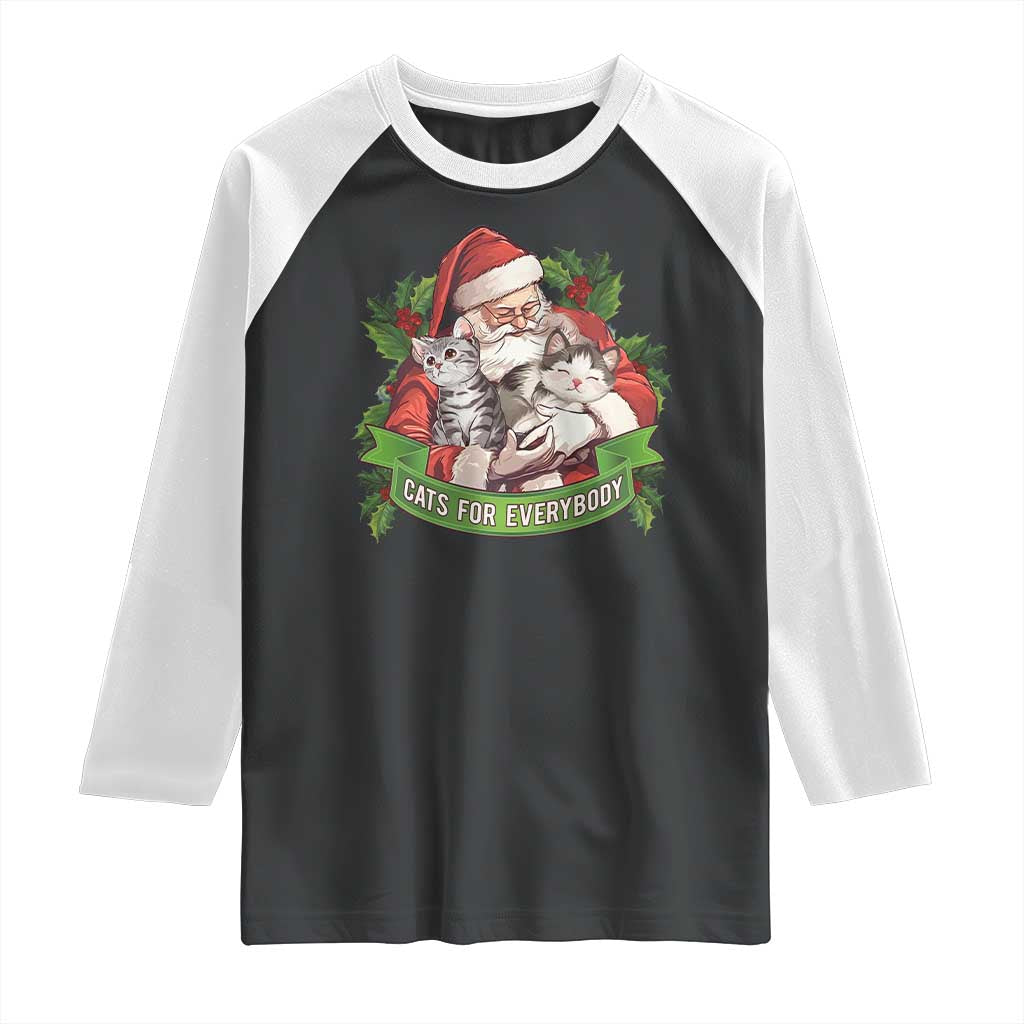 Christmas Cats Owner Raglan Shirt Cats For Everybody Vintage Santa Mistletoe - Wonder Print Shop