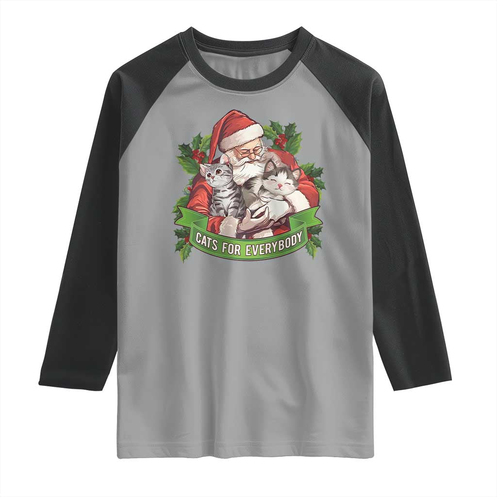 Christmas Cats Owner Raglan Shirt Cats For Everybody Vintage Santa Mistletoe - Wonder Print Shop
