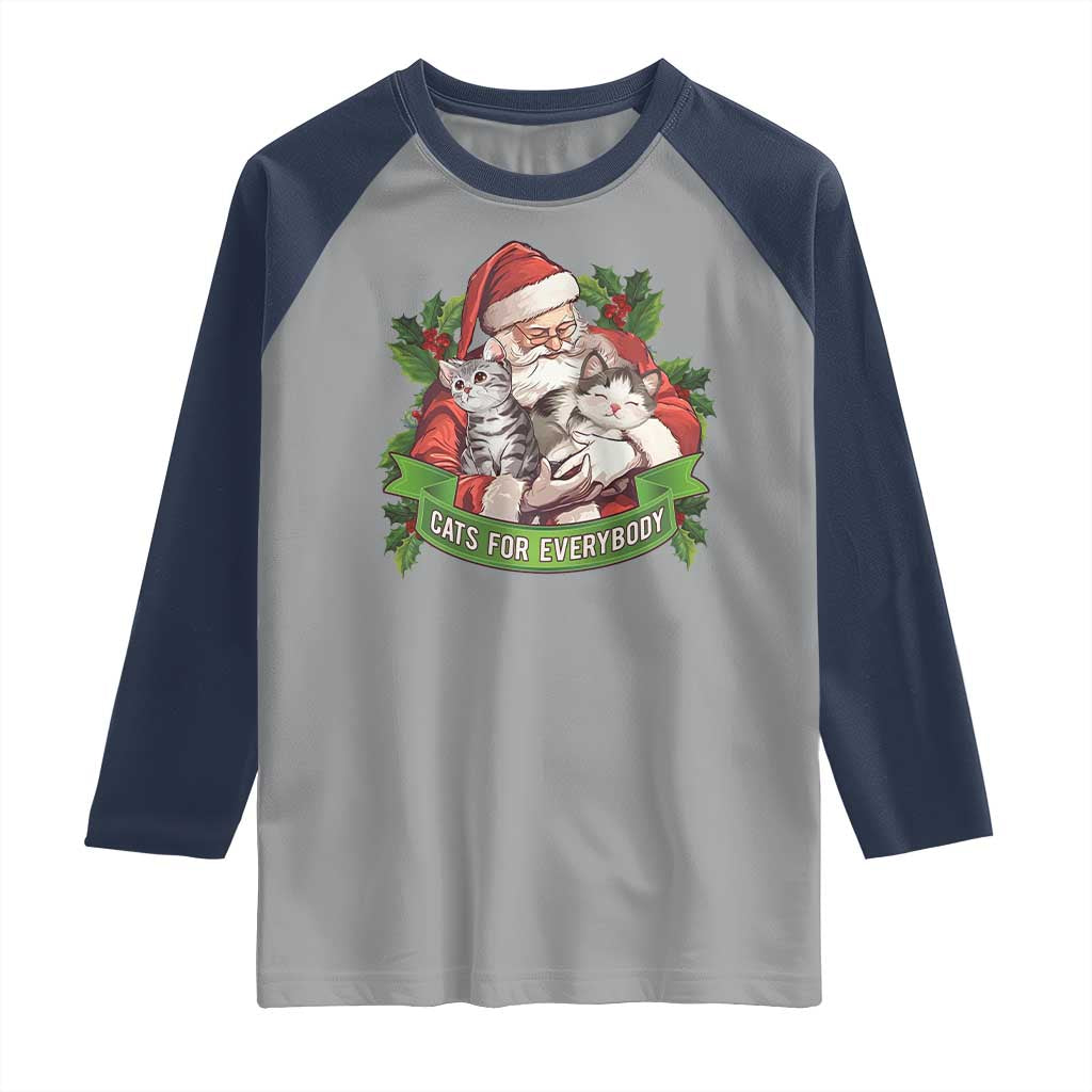 Christmas Cats Owner Raglan Shirt Cats For Everybody Vintage Santa Mistletoe - Wonder Print Shop