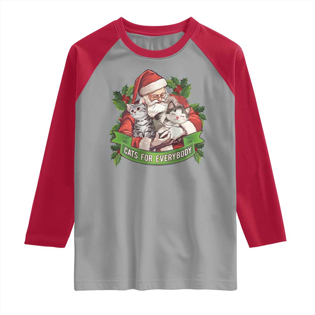 Christmas Cats Owner Raglan Shirt Cats For Everybody Vintage Santa Mistletoe - Wonder Print Shop