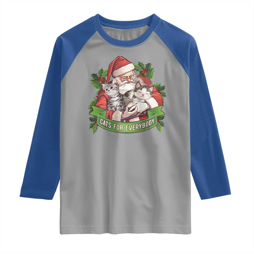 Christmas Cats Owner Raglan Shirt Cats For Everybody Vintage Santa Mistletoe - Wonder Print Shop