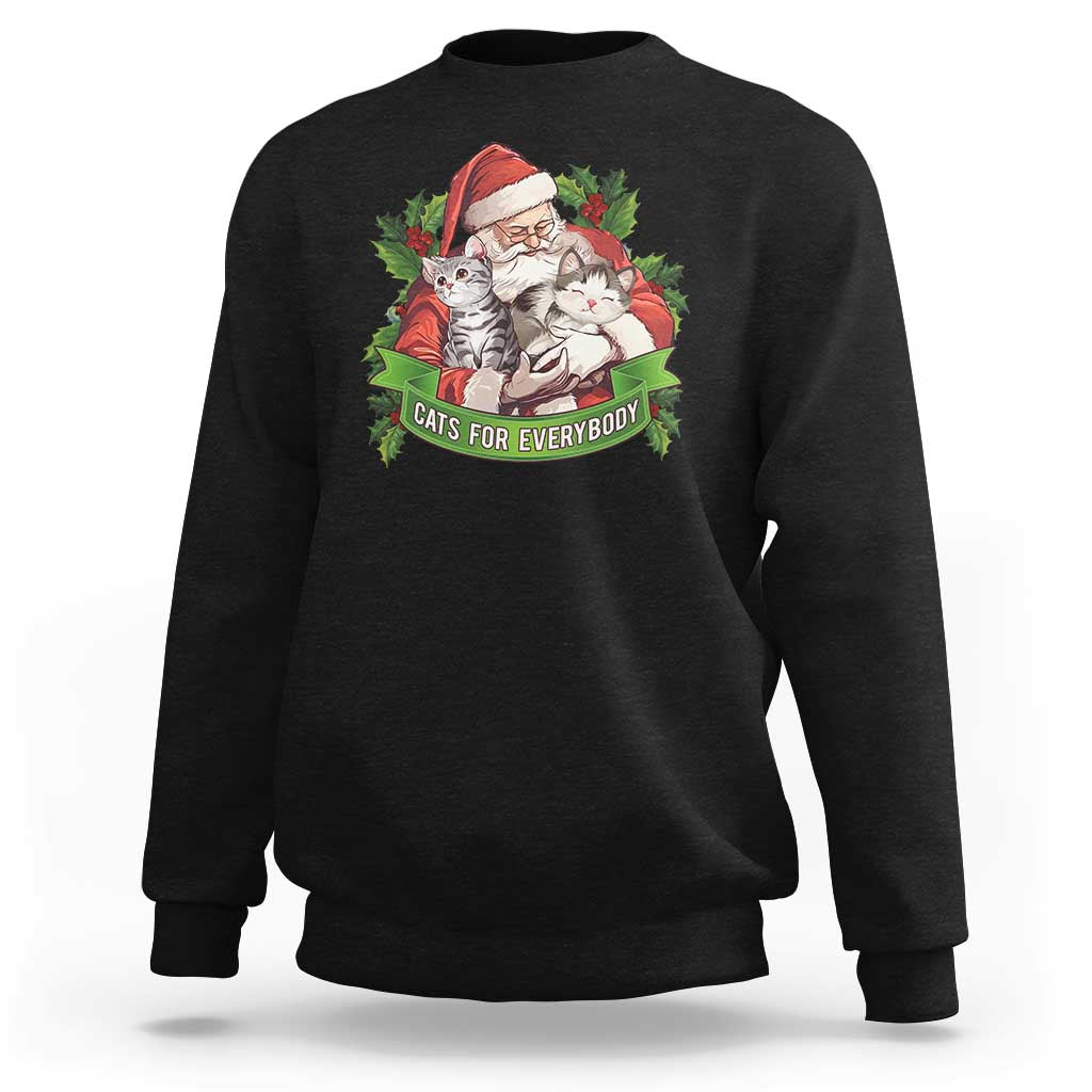 Christmas Cats Owner Sweatshirt Cats For Everybody Vintage Santa Mistletoe - Wonder Print Shop