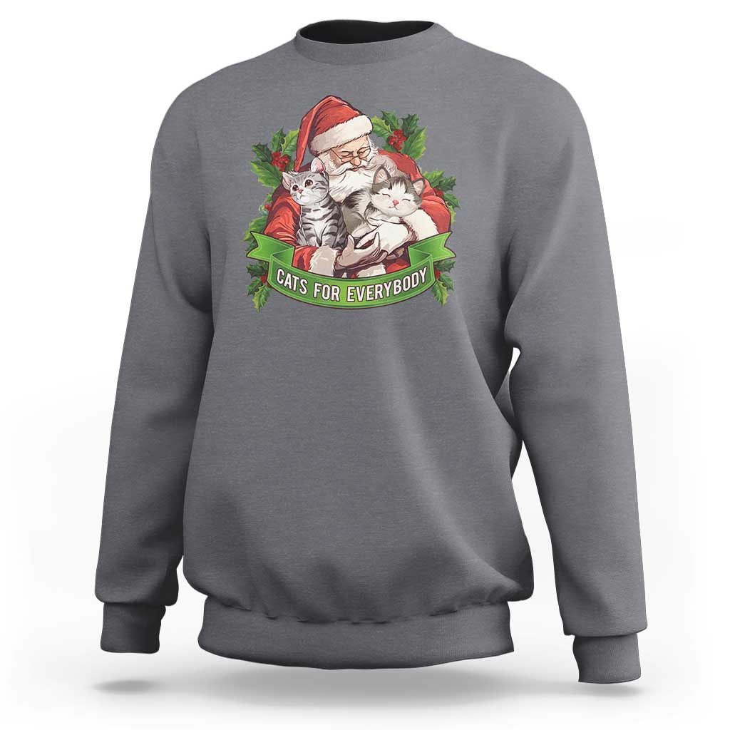 Christmas Cats Owner Sweatshirt Cats For Everybody Vintage Santa Mistletoe - Wonder Print Shop