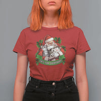 Christmas Cats Owner T Shirt For Women Cats For Everybody Vintage Santa Mistletoe - Wonder Print Shop