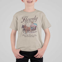Western Christmas T Shirt For Kid Howdy Christmas Blaze The Trail To Joy Cowboy Santa - Wonder Print Shop