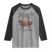 Western Christmas Raglan Shirt Howdy Christmas Blaze The Trail To Joy Cowboy Santa - Wonder Print Shop