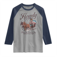 Western Christmas Raglan Shirt Howdy Christmas Blaze The Trail To Joy Cowboy Santa - Wonder Print Shop