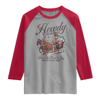 Western Christmas Raglan Shirt Howdy Christmas Blaze The Trail To Joy Cowboy Santa - Wonder Print Shop