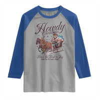 Western Christmas Raglan Shirt Howdy Christmas Blaze The Trail To Joy Cowboy Santa - Wonder Print Shop