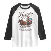 Western Christmas Raglan Shirt Howdy Christmas Blaze The Trail To Joy Cowboy Santa - Wonder Print Shop