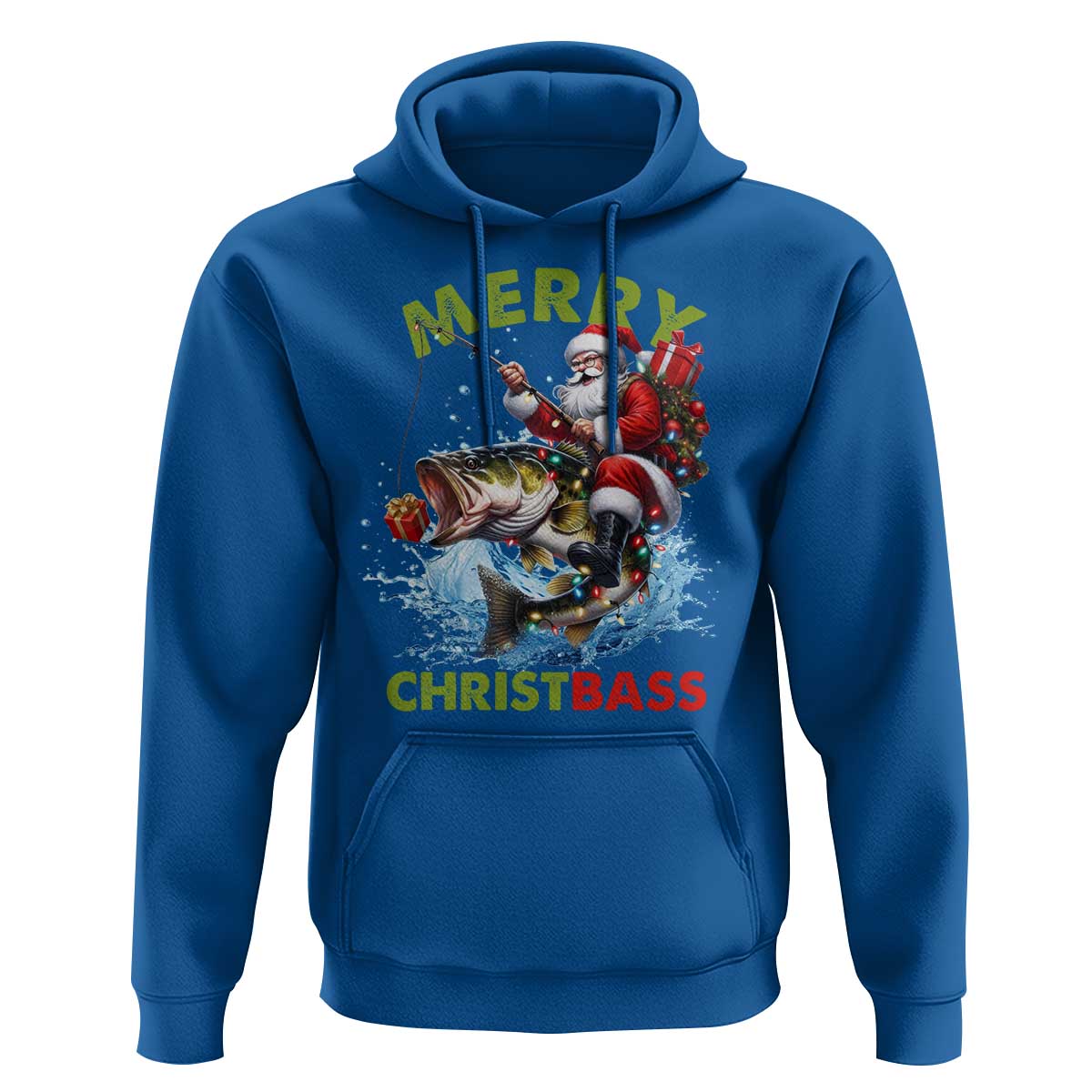 Funny Christmas Fishing Hoodie Merry Christbass Santa Xmas Tree