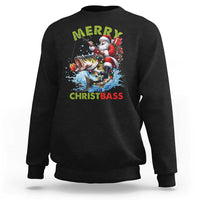 Funny Christmas Fishing Sweatshirt Merry Christbass Santa Xmas Tree - Wonder Print Shop