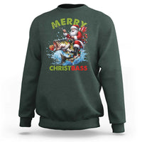 Funny Christmas Fishing Sweatshirt Merry Christbass Santa Xmas Tree - Wonder Print Shop
