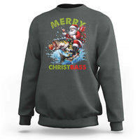 Funny Christmas Fishing Sweatshirt Merry Christbass Santa Xmas Tree - Wonder Print Shop