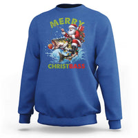 Funny Christmas Fishing Sweatshirt Merry Christbass Santa Xmas Tree - Wonder Print Shop