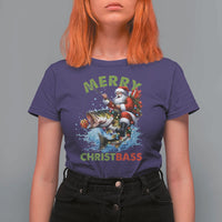 Funny Christmas Fishing T Shirt For Women Merry Christbass Santa Xmas Tree - Wonder Print Shop