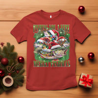 Funny Fishing Christmas T Shirt Fishing You A Very Merry Fishmas Santa Hat - Wonder Print Shop