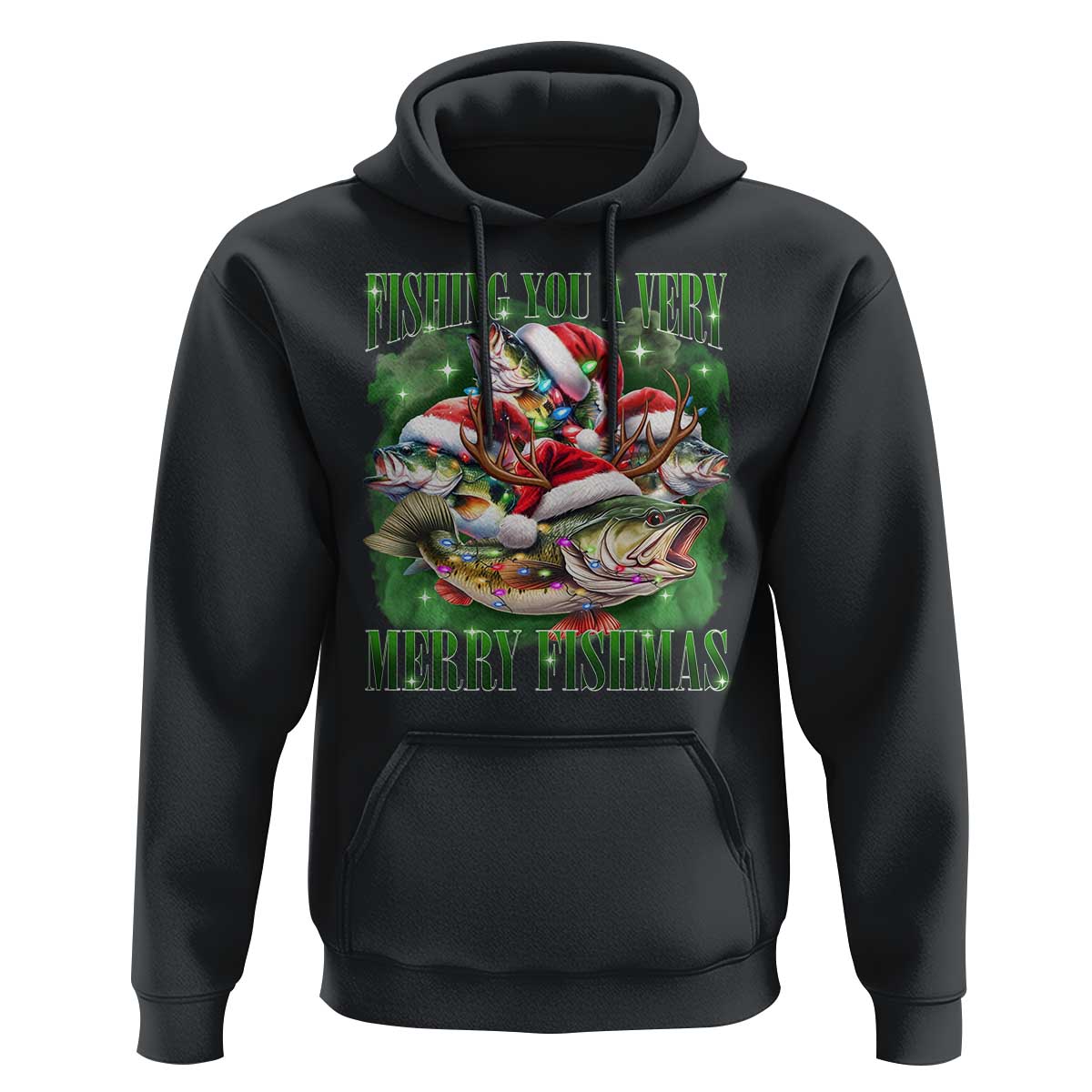 Funny Fishing Christmas Hoodie Fishing You A Very Merry Fishmas Santa Hat