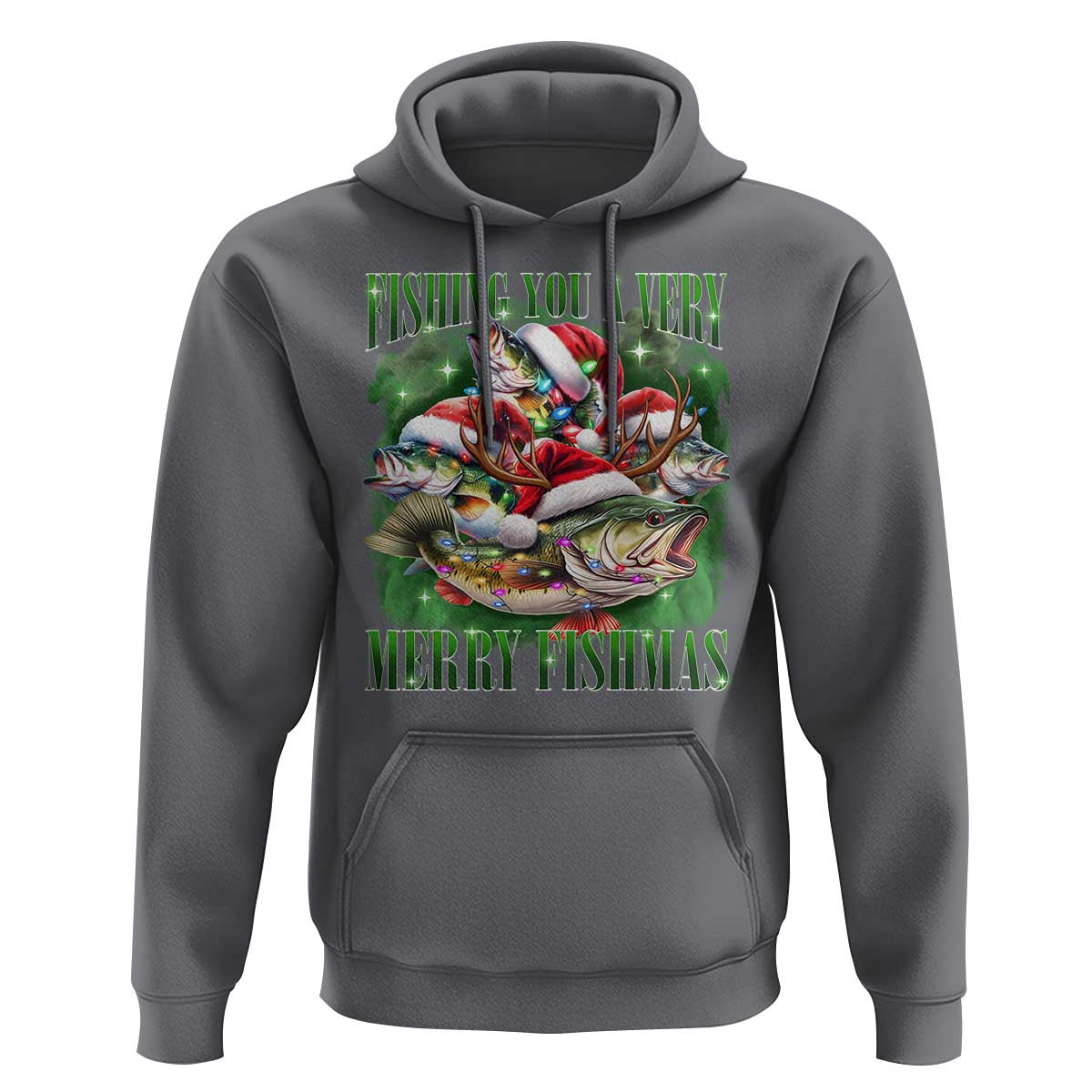 Funny Fishing Christmas Hoodie Fishing You A Very Merry Fishmas Santa Hat