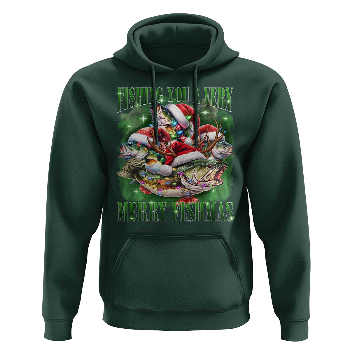 Funny Fishing Christmas Hoodie Fishing You A Very Merry Fishmas Santa Hat