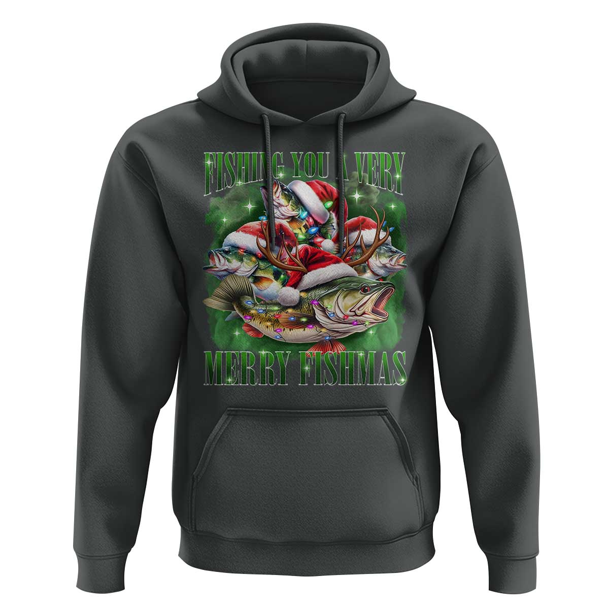 Funny Fishing Christmas Hoodie Fishing You A Very Merry Fishmas Santa Hat