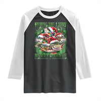 Funny Fishing Christmas Raglan Shirt Fishing You A Very Merry Fishmas Santa Hat - Wonder Print Shop