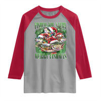Funny Fishing Christmas Raglan Shirt Fishing You A Very Merry Fishmas Santa Hat - Wonder Print Shop