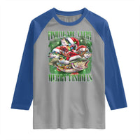 Funny Fishing Christmas Raglan Shirt Fishing You A Very Merry Fishmas Santa Hat - Wonder Print Shop