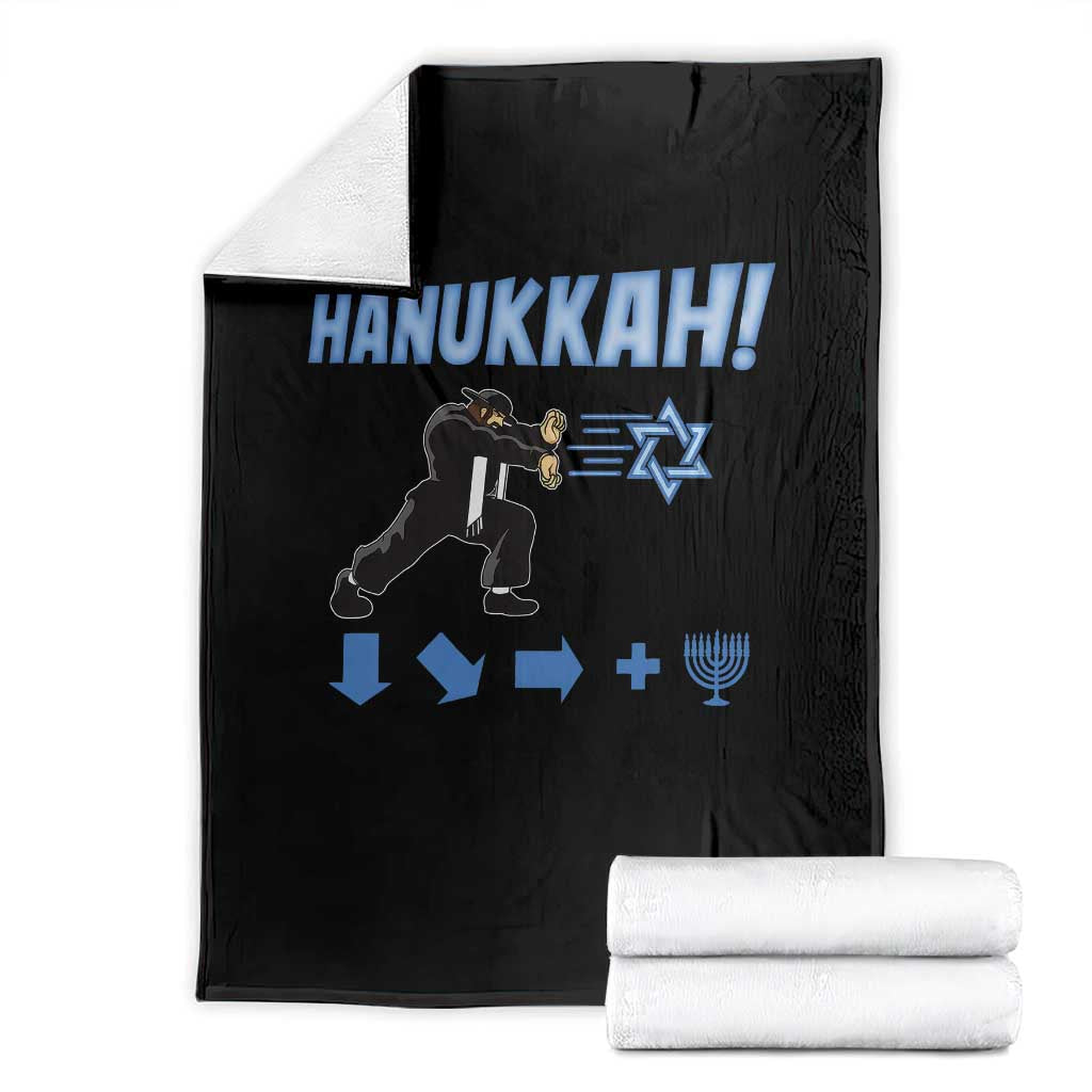 Funny Hanukkah Arcade Game Throw Blanket Jewish Fighter Menorah Star Of David - Wonder Print Shop