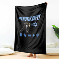 Funny Hanukkah Arcade Game Throw Blanket Jewish Fighter Menorah Star Of David - Wonder Print Shop