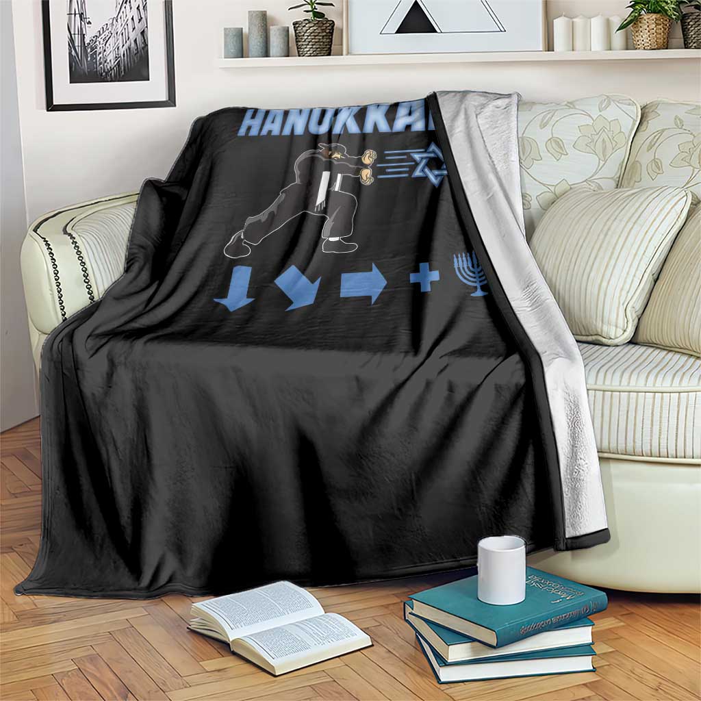 Funny Hanukkah Arcade Game Throw Blanket Jewish Fighter Menorah Star Of David - Wonder Print Shop