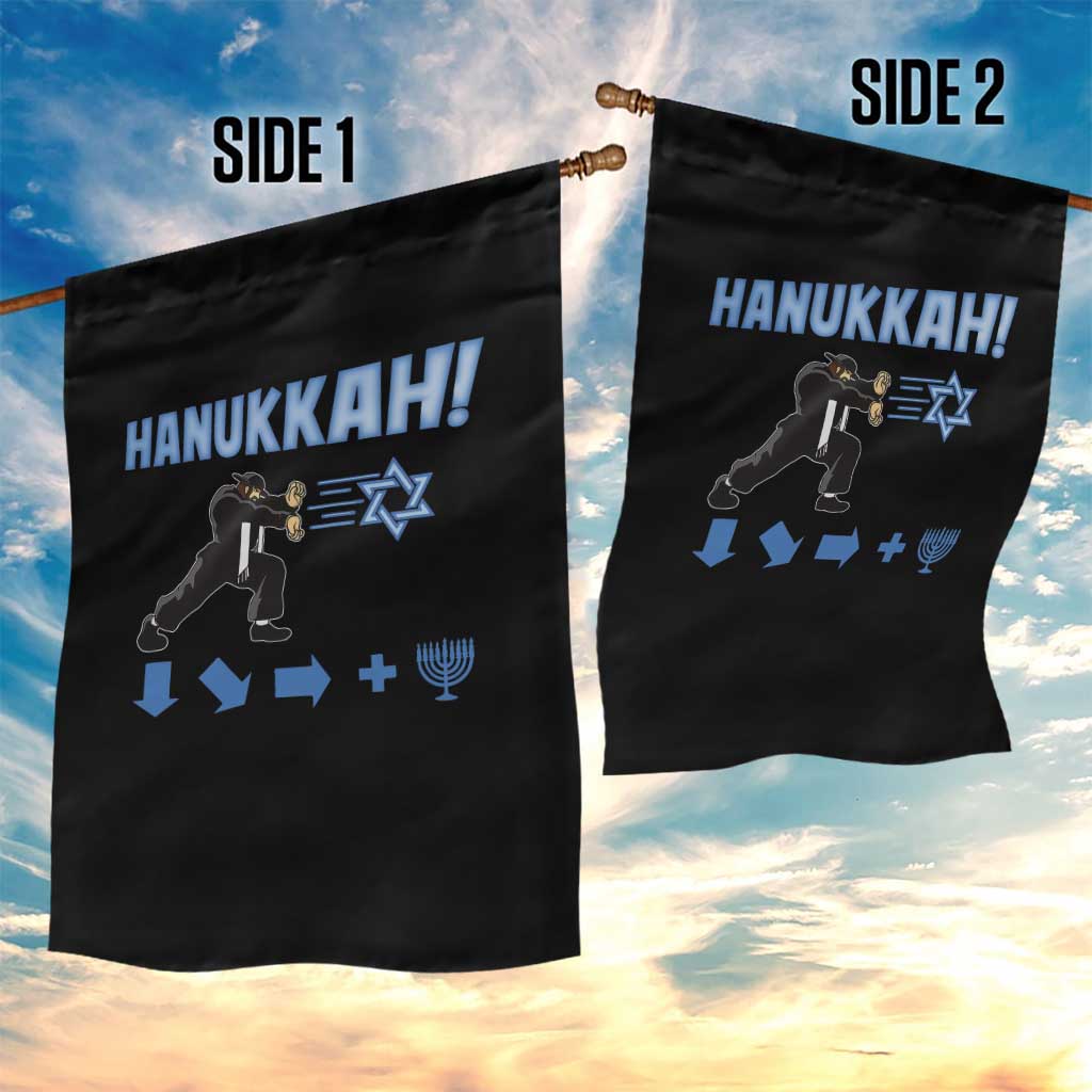 Funny Hanukkah Arcade Game Garden Flag Jewish Fighter Menorah Star Of David - Wonder Print Shop