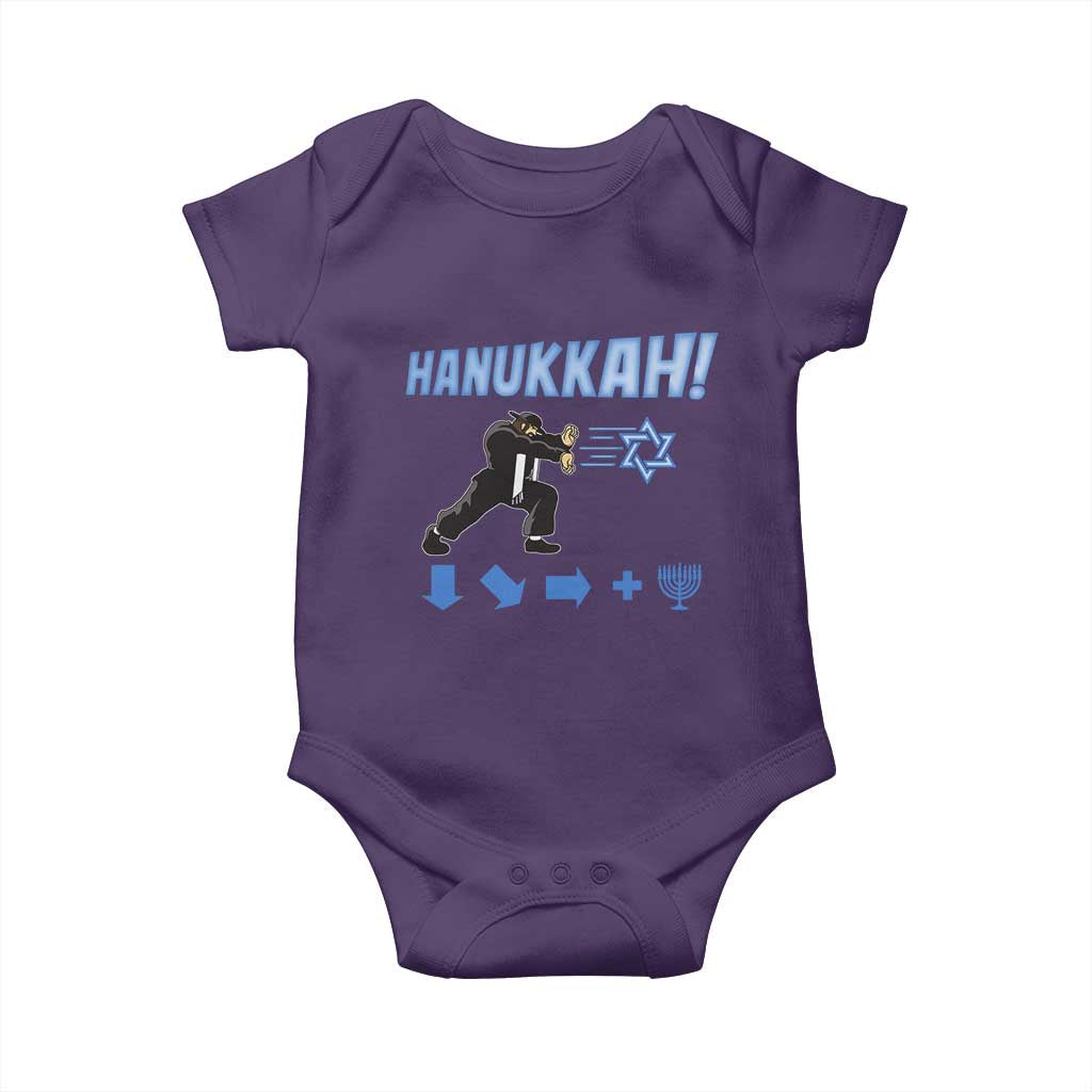 Funny Hanukkah Arcade Game Baby Onesie Jewish Fighter Menorah Star Of David - Wonder Print Shop
