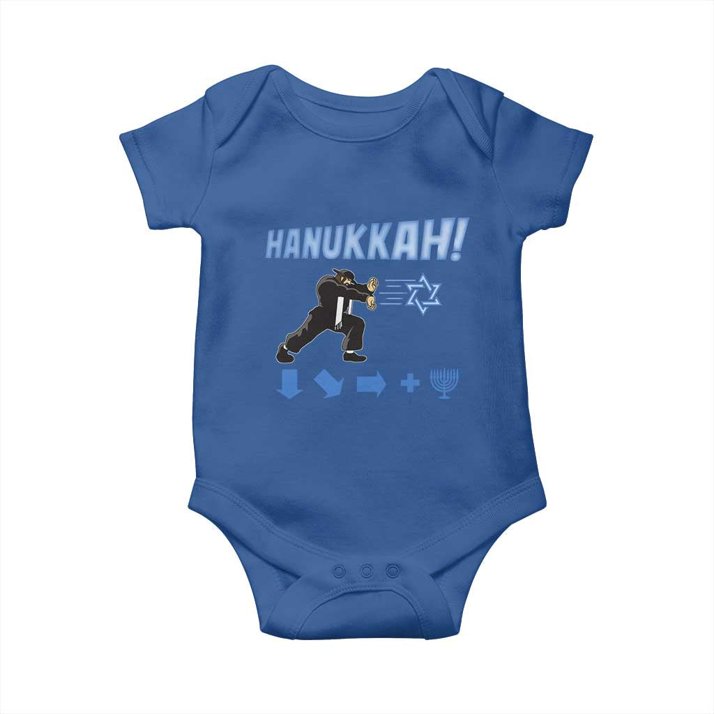 Funny Hanukkah Arcade Game Baby Onesie Jewish Fighter Menorah Star Of David - Wonder Print Shop