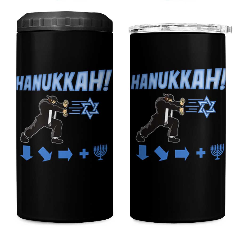 Funny Hanukkah Arcade Game 4 in 1 Can Cooler Tumbler Jewish Fighter Menorah Star Of David - Wonder Print Shop