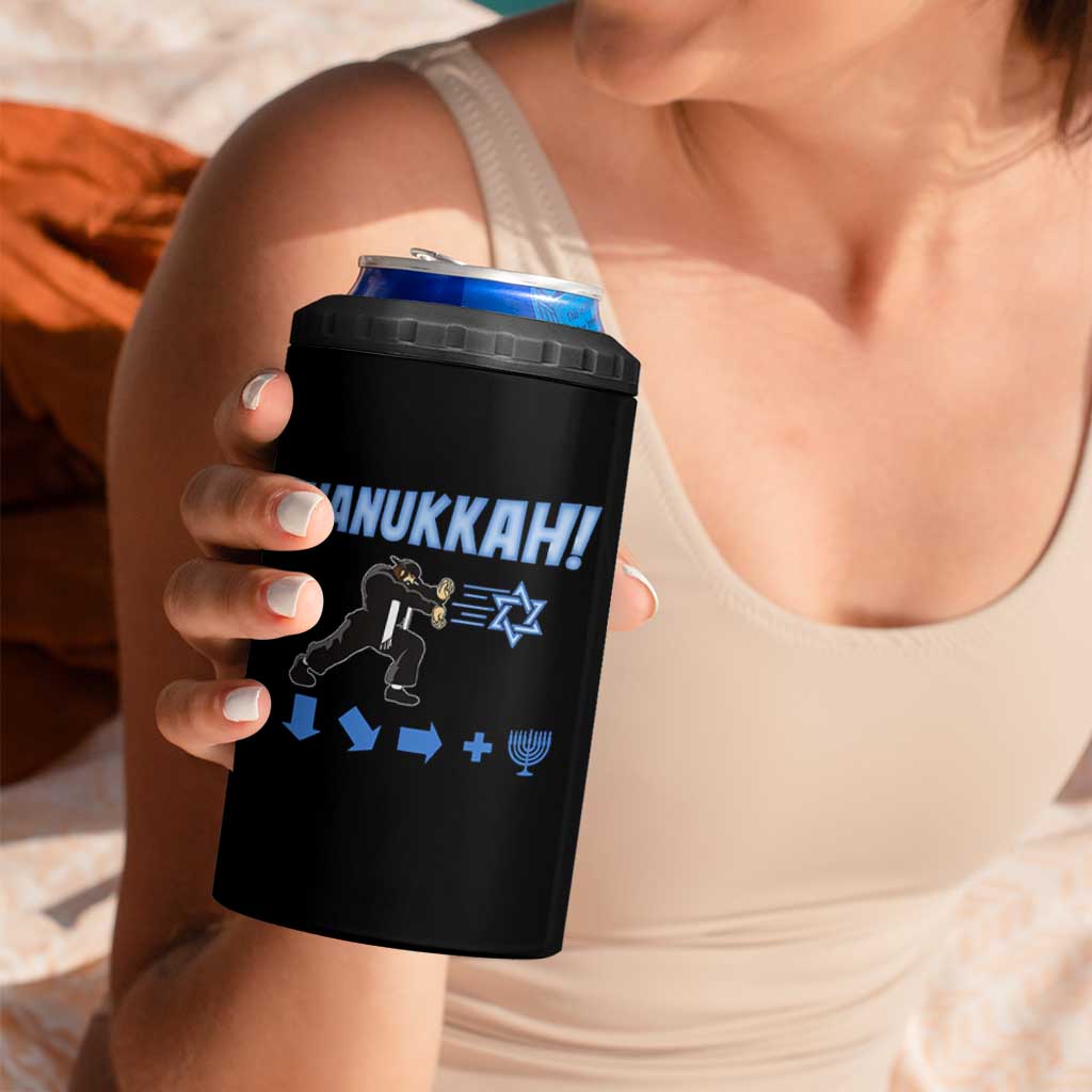Funny Hanukkah Arcade Game 4 in 1 Can Cooler Tumbler Jewish Fighter Menorah Star Of David - Wonder Print Shop