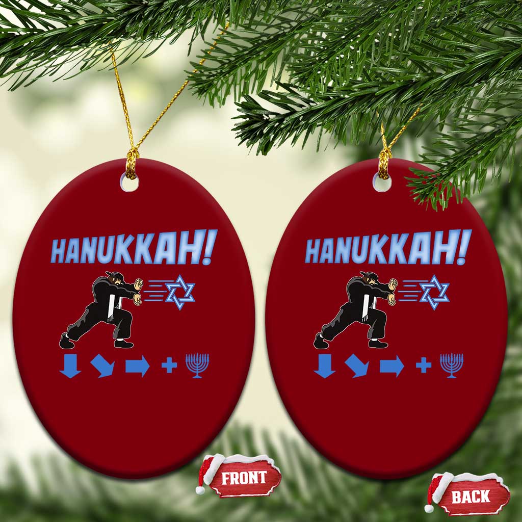 Funny Hanukkah Arcade Game Ceramic Ornament Jewish Fighter Menorah Star Of David - Wonder Print Shop
