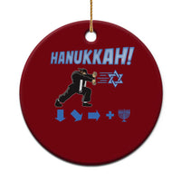Funny Hanukkah Arcade Game Ceramic Ornament Jewish Fighter Menorah Star Of David - Wonder Print Shop