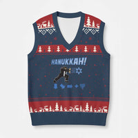 Funny Hanukkah Arcade Game V-Neck Knit Sweater Vest Jewish Fighter Menorah Star Of David - Wonder Print Shop