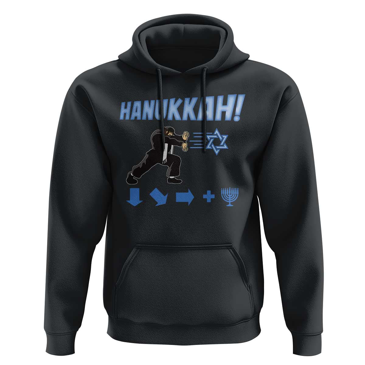 Funny Hanukkah Arcade Game Hoodie Jewish Fighter Menorah Star Of David - Wonder Print Shop