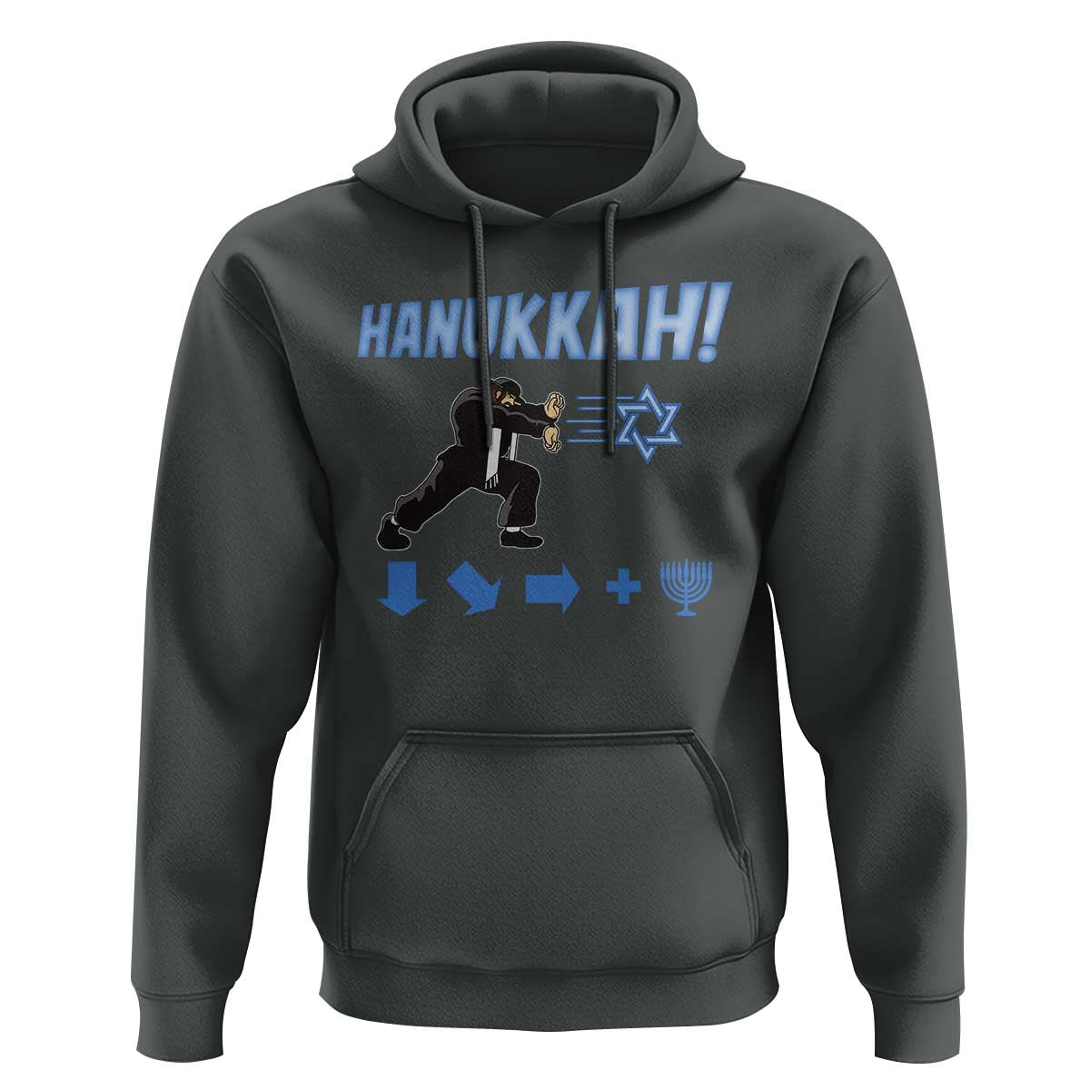 Funny Hanukkah Arcade Game Hoodie Jewish Fighter Menorah Star Of David - Wonder Print Shop