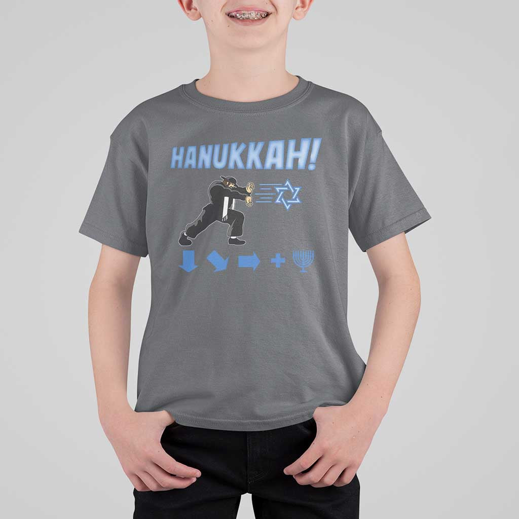 Funny Hanukkah Arcade Game T Shirt For Kid Jewish Fighter Menorah Star Of David - Wonder Print Shop